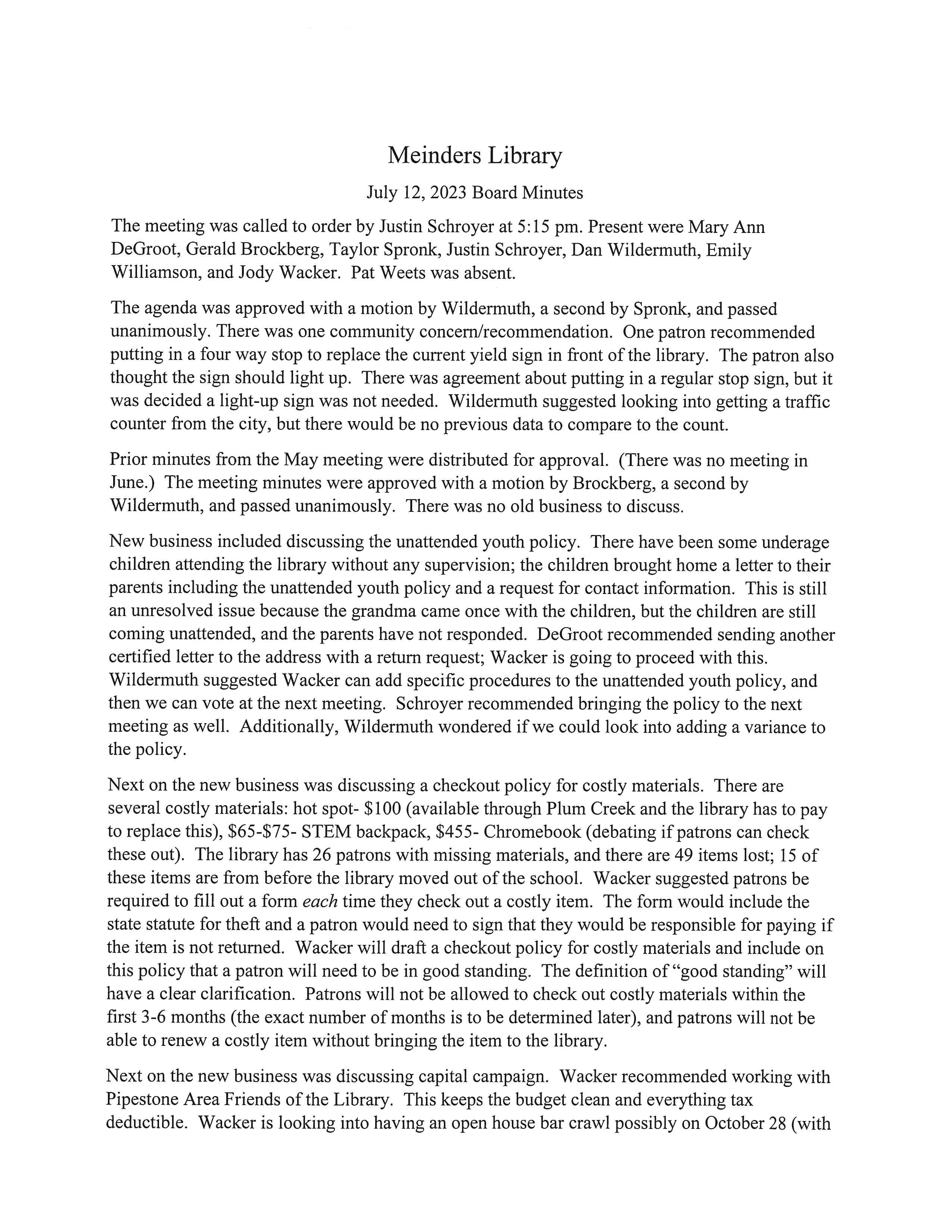 July 2023 Meinders Community Library July 2023 meinders community library